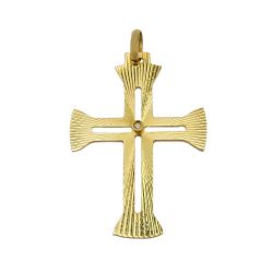 Pingente Cruz com  Brilhante em Ouro 18 Kilates - 21209